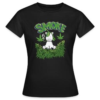 MARIHUANA SMOKE 420 CANNABIS WEED HANF DESIGN - Frauen T-Shirt - Schwarz - Vorne - AI Model Female 172 dark (172cm)