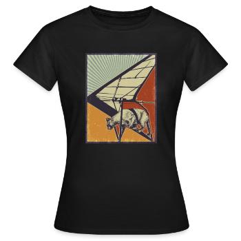 Katzen Drachenfliegen Extremsport Drachenflieger - Frauen T-Shirt - Schwarz - Vorne - AI Model Female 172 dark (172cm)