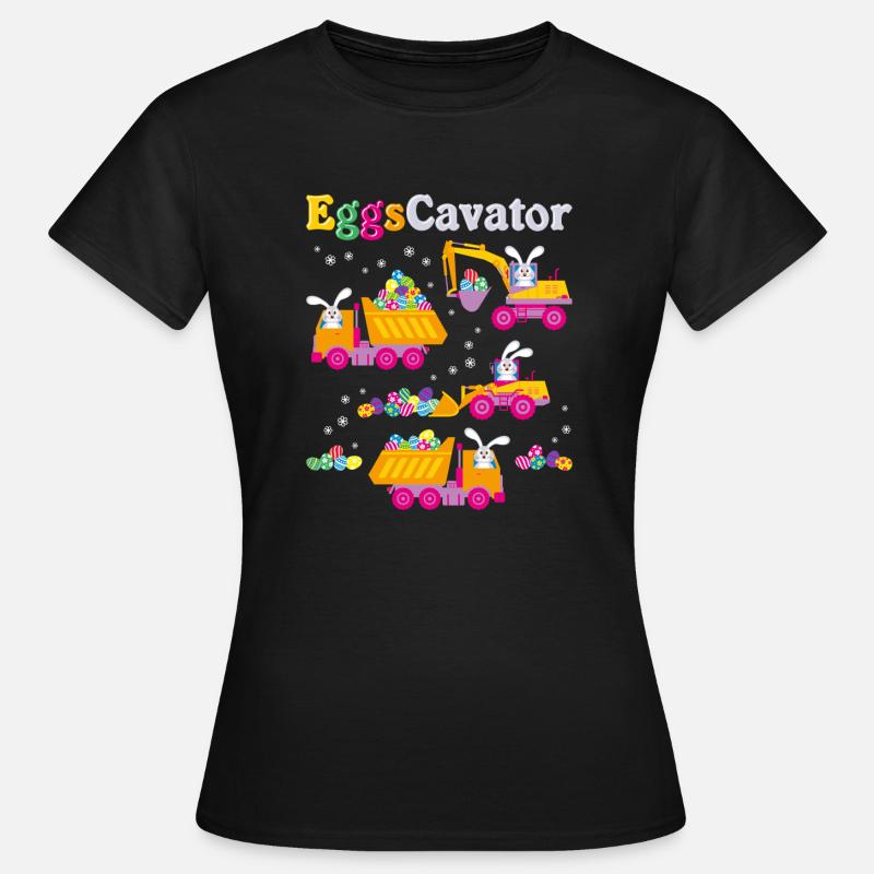 Easter For Boys Toddlers Funny Eggs Cavator Bunny - Women's T-Shirt - black
