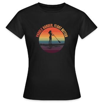 Paddleboarding Girl Retro Sup Wassersport - Frauen T-Shirt - Schwarz - Vorne - AI Model Female 172 dark (172cm)