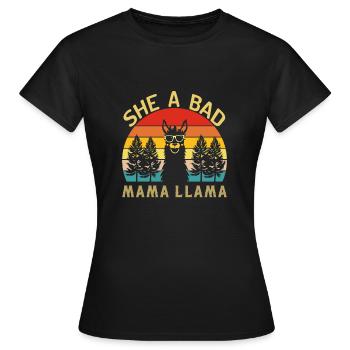 Elle A Bad Llama Mothers Day - T-shirt Femme - noir - Devant - AI Model Female 172 dark (172cm)