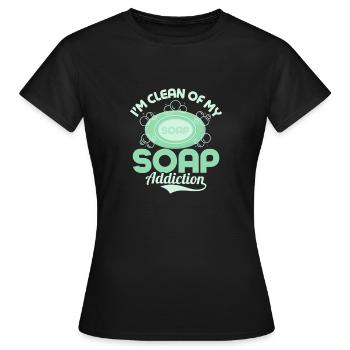 Je suis débarrassé de ma dépendance au savon. Savonnerie Soapmak - T-shirt Femme - noir - Devant - AI Model Female 172 dark (172cm)