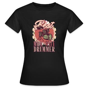 Vintage beste Mutter Frau Schlagzeuger - Frauen T-Shirt - Schwarz - Vorne - AI Model Female 172 dark (172cm)