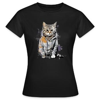 Koco die Katze - Frauen T-Shirt - Schwarz - Vorne - AI Model Female 172 dark (172cm)