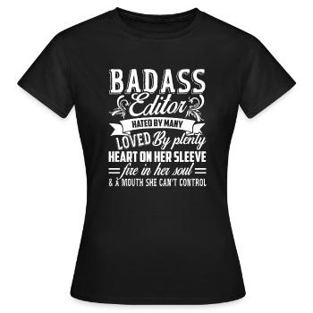 Editor Badass Editor - Women's T-Shirt - black - Front - AI Model Female 172 dark (172cm)