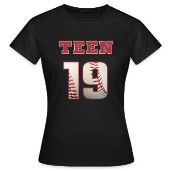 Baseball TEEN 19 - Frauen T-Shirt - Schwarz - Vorne - AI Model Female 172 dark (172cm)