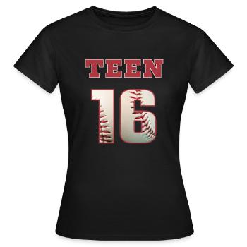 Baseball TEEN 16 - Frauen T-Shirt - Schwarz - Vorne - AI Model Female 172 dark (172cm)