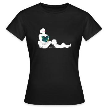 Mothers Day Mom and Daughter Matching Reading - Frauen T-Shirt - Schwarz - Vorne - AI Model Female 172 dark (172cm)