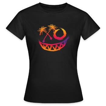Techno Tropical Music Rave Face Sommerfest - Frauen T-Shirt - Schwarz - Vorne - AI Model Female 172 dark (172cm)