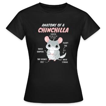 Anatomie d’un chinchilla - T-shirt Femme - noir - Devant - AI Model Female 172 dark (172cm)