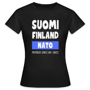 Finlande Finlande OTAN - Membre 04-2023 - T-shirt Femme - noir - Devant - AI Model Female 172 dark (172cm)