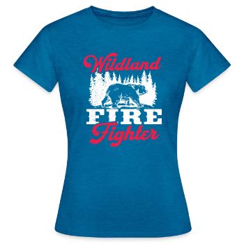 Wildland firefighter - Frauen T-Shirt - Antikblaues Saphir meliert - Vorne - AI Model Female 172 dark (172cm)