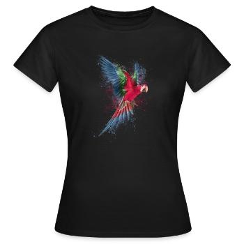 Aquarelle Coloré Écarlate Ara Perroquet Pantanal - T-shirt Femme - noir - Devant - AI Model Female 172 dark (172cm)
