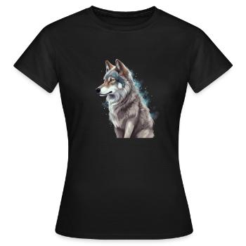 Grey Wolf Hunting Ground Wild Animal Graphic - Women's T-Shirt - black - Front - AI Model Female 172 dark (172cm)