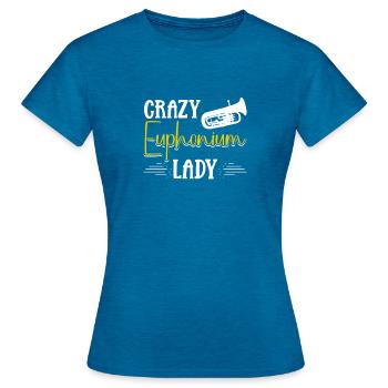Euphonium baryton en laiton profond - T-shirt Femme - bleu saphir antique chiné - Devant - AI Model Female 172 dark (172cm)