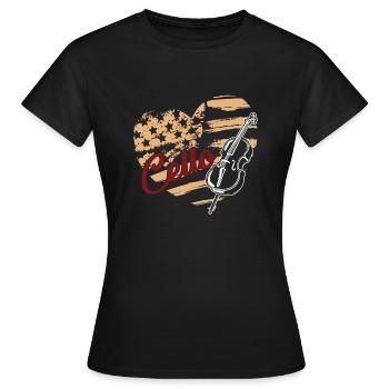 Cello Cello Flag - Women's T-Shirt - black - Front - AI Model Female 172 dark (172cm)