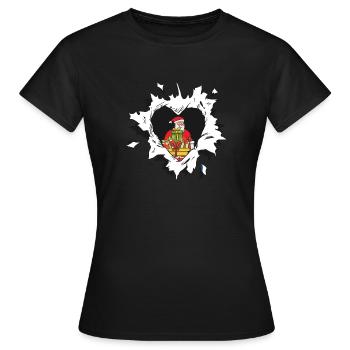 Torn Heart Merry Christmas Santa Claus - Women's T-Shirt - black - Front - AI Model Female 172 dark (172cm)