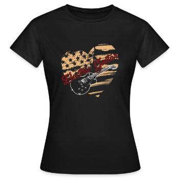 Electric Guitar Electric Guitar Flag - Women's T-Shirt - black - Front - AI Model Female 172 dark (172cm)