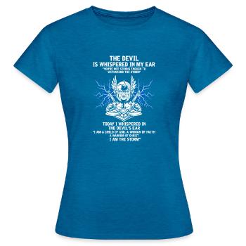 Inspirierende Kampfgebetsaussagen Devotee - Frauen T-Shirt - Antikblaues Saphir meliert - Vorne - AI Model Female 172 dark (172cm)