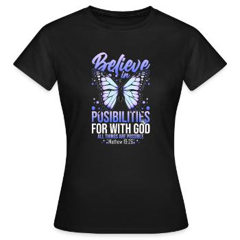 Inspirierend, kämpfend, Gebet, Christen, erhebend - Frauen T-Shirt - Schwarz - Vorne - AI Model Female 172 dark (172cm)