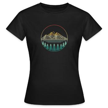 Berg Wald Camping Geocaching Wandern Jagen Outdoor - Frauen T-Shirt - Schwarz - Vorne - AI Model Female 172 dark (172cm)