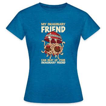 Fliegendes Spaghettimonster FSM - Frauen T-Shirt - Antikblaues Saphir meliert - Vorne - AI Model Female 172 dark (172cm)