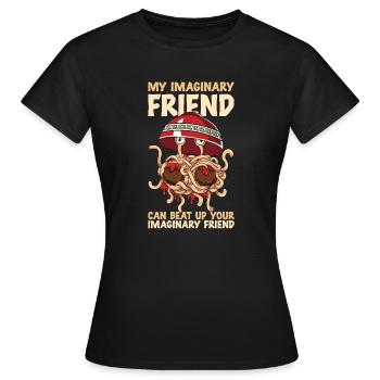 Fliegendes Spaghettimonster FSM - Frauen T-Shirt - Schwarz - Vorne - AI Model Female 172 dark (172cm)