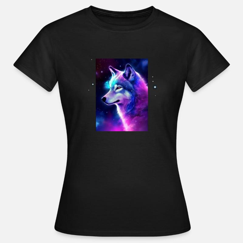 Wolf Galaxy Space Graphic Wolf Lover - Women's T-Shirt - black