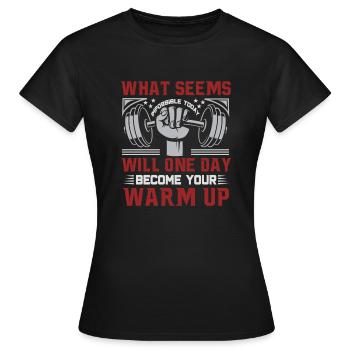 Citation d’entraînement Warm Up Gym Design - T-shirt Femme - noir - Devant - AI Model Female 172 dark (172cm)