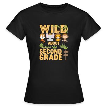 Wild About Second Grade 2nd Back To School Klassen - T-shirt Femme - noir - Devant - AI Model Female 172 dark (172cm)