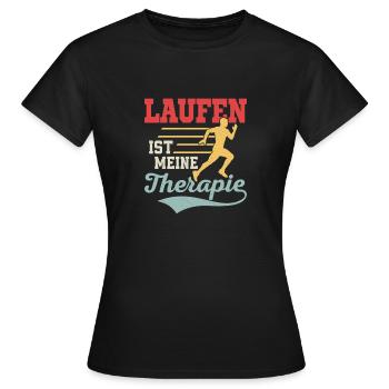 Laufen ist meine Therapie Läufer Joggen - Frauen T-Shirt - Schwarz - Vorne - AI Model Female 172 dark (172cm)