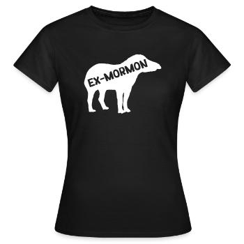 Ex-Cheval mormon Tapir LDS Exmo - T-shirt Femme - noir - Devant - AI Model Female 172 dark (172cm)