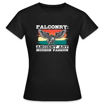 Fauconnerie Art ancien Passion moderne Fauconnerie - T-shirt Femme - noir - Devant - AI Model Female 172 dark (172cm)