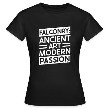 Fauconnerie Art ancien Passion moderne Fauconnerie - T-shirt Femme - noir - Devant - AI Model Female 172 dark (172cm)