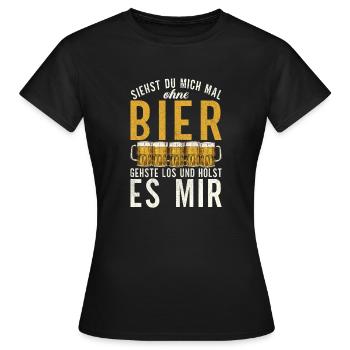 Siehst du mich mal ohne Bier - Design - Frauen T-Shirt - Schwarz - Vorne - AI Model Female 172 dark (172cm)
