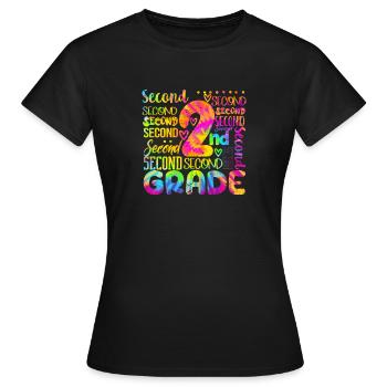 Tie Dye 2nd Grade Typography Team Teacher Second - T-shirt Femme - noir - Devant - AI Model Female 172 dark (172cm)
