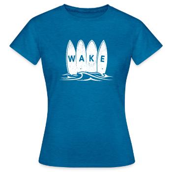 Wakesurfen Wake Surf Wakesurfer Cool Wakesurf Fun - Frauen T-Shirt - Antikblaues Saphir meliert - Vorne - AI Model Female 172 dark (172cm)
