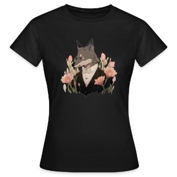 Gentleman Wolf - T-shirt Femme - noir - Devant - AI Model Female 172 dark (172cm)