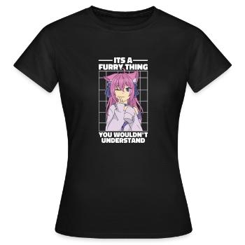 Furry Fandom Fursuits Funny - Women's T-Shirt - black - Front - AI Model Female 172 dark (172cm)