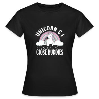 Vintage Rainbow Unicorn & I - Close Buddies Spirit - Women's T-Shirt - black - Front - AI Model Female 172 dark (172cm)