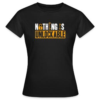 Serrurier Rien n’est déverrouillable Outils de prélèvement - T-shirt Femme - noir - Devant - AI Model Female 172 dark (172cm)
