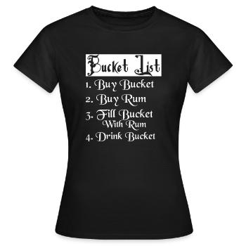 Liste des seaux 1. Acheter un seau 2. Acheter du rhum Boisson alcoolisée - T-shirt Femme - noir - Devant - AI Model Female 172 dark (172cm)