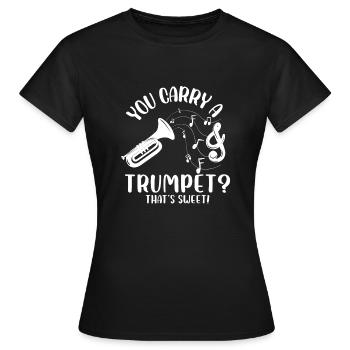 Vous portez une trompette ? C’est doux | Euphonium - T-shirt Femme - noir - Devant - AI Model Female 172 dark (172cm)