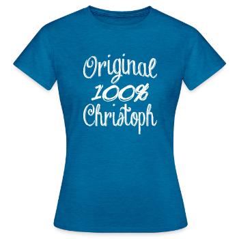 Original 100% Christoph - Women's T-Shirt - antique blue sapphire heather - Front - AI Model Female 172 dark (172cm)