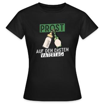 Prost Auf Den Ersten Vatertag mit Bier und - Frauen T-Shirt - Schwarz - Vorne - AI Model Female 172 dark (172cm)