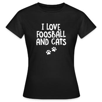 I Love Foosball And Cats Table Soccer Lover Paws - Frauen T-Shirt - Schwarz - Vorne - AI Model Female 172 dark (172cm)