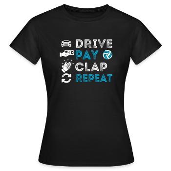 Conduire, payer, applaudir, répéter, manger, dormir - T-shirt Femme - noir - Devant - AI Model Female 172 dark (172cm)
