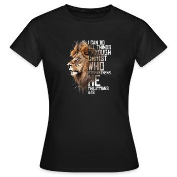 Christian Religious Bible Verse Sayings Scriptures - Women's T-Shirt - black - Front - AI Model Female 172 dark (172cm)