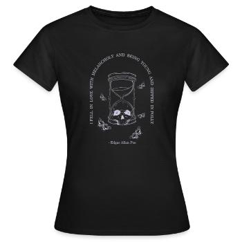 Skull Poet Bookish Dark Academia Cottagecore - Women's T-Shirt - black - Front - AI Model Female 172 dark (172cm)