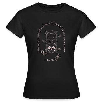Skull Poet Bookish Dark Academia Cottagecore - Women's T-Shirt - black - Front - AI Model Female 172 dark (172cm)